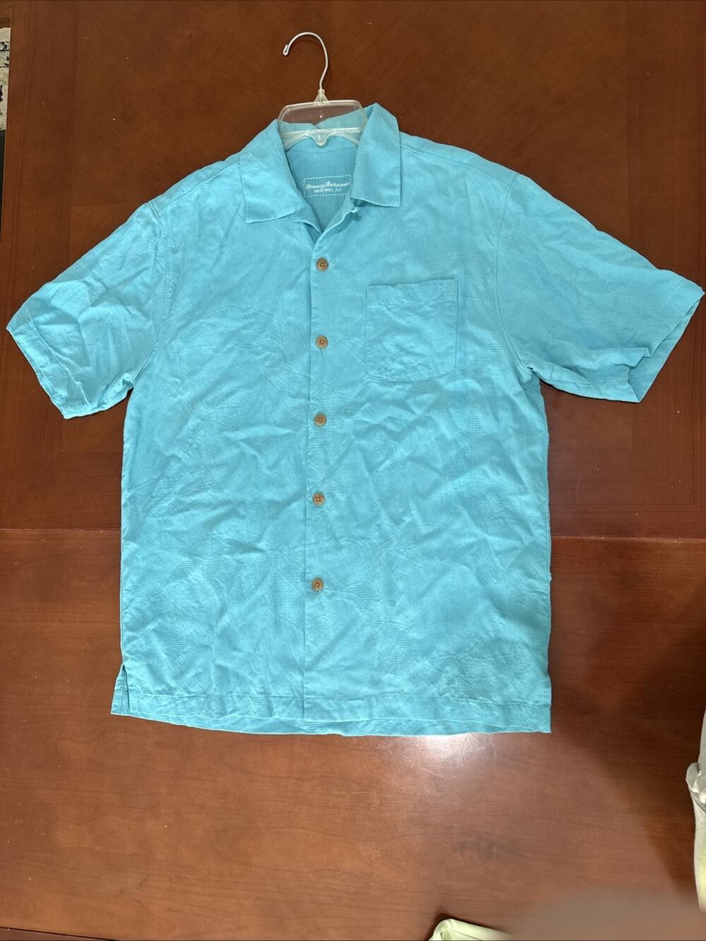 Tommy Bahama 100% Silk Tropical Textured Short Sleeve Button-Down Shirt Small